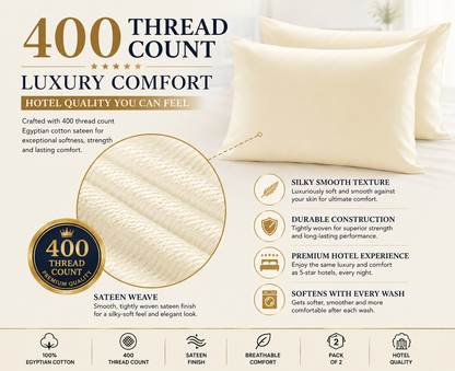 400 Thread Count Egyptian Cotton Pillow Case – Luxury Hotel Quality Bedding | Night Zone