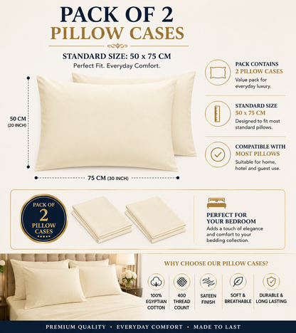 400 Thread Count Egyptian Cotton Pillow Case – Luxury Hotel Quality Bedding | Night Zone
