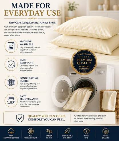 400 Thread Count Egyptian Cotton Pillow Case – Luxury Hotel Quality Bedding | Night Zone