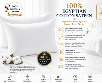 400 Thread Count Egyptian Cotton Pillow Case – Luxury Hotel Quality Bedding | Night Zone