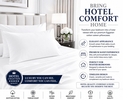 400 Thread Count Egyptian Cotton Pillow Case – Luxury Hotel Quality Bedding | Night Zone