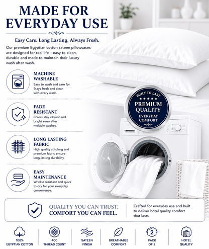 400 Thread Count Egyptian Cotton Pillow Case – Luxury Hotel Quality Bedding | Night Zone