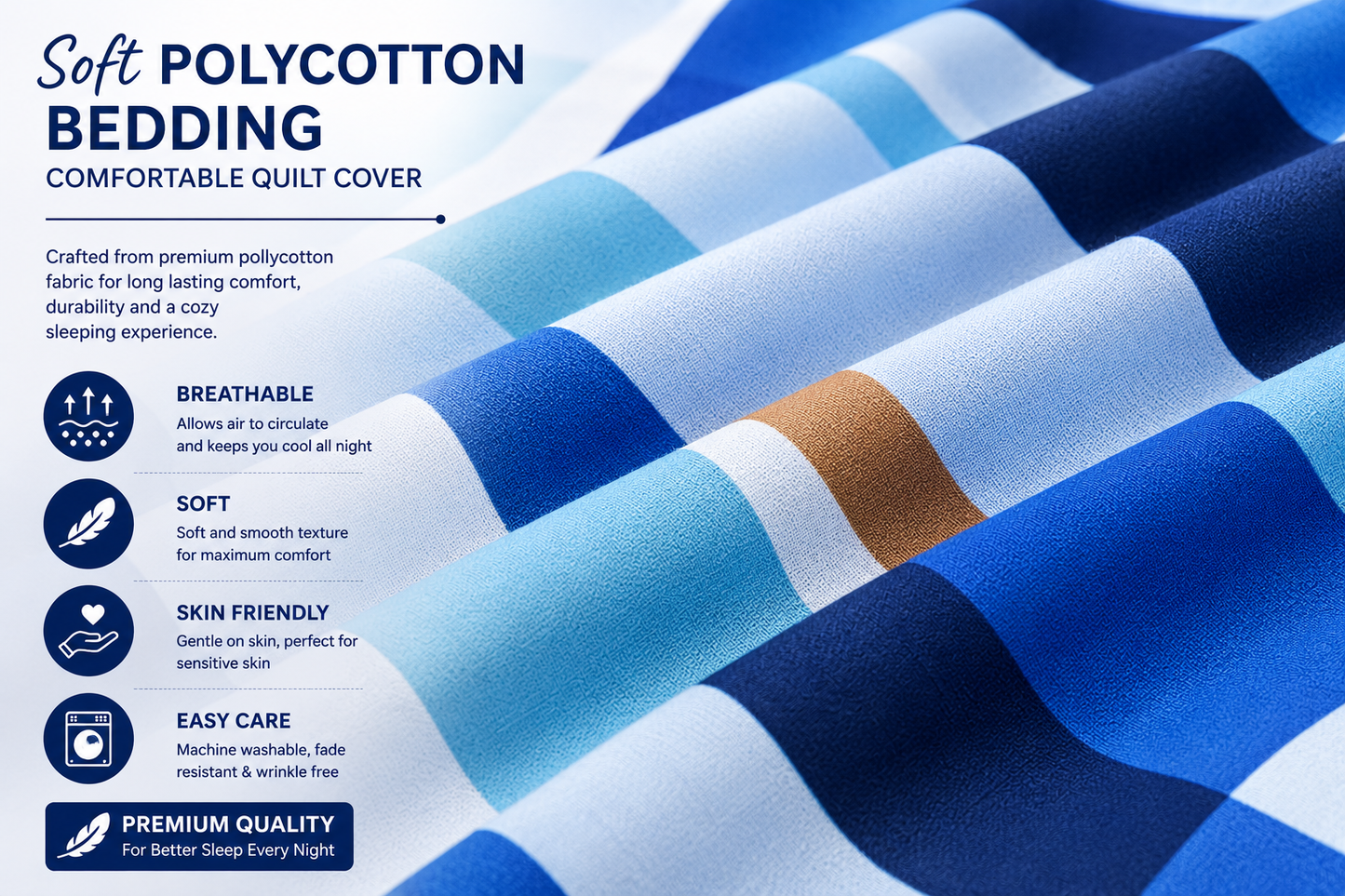 Max Blocks Blue Reversible Duvet Cover Set – Geometric Easy Care Bedding | Night Zone