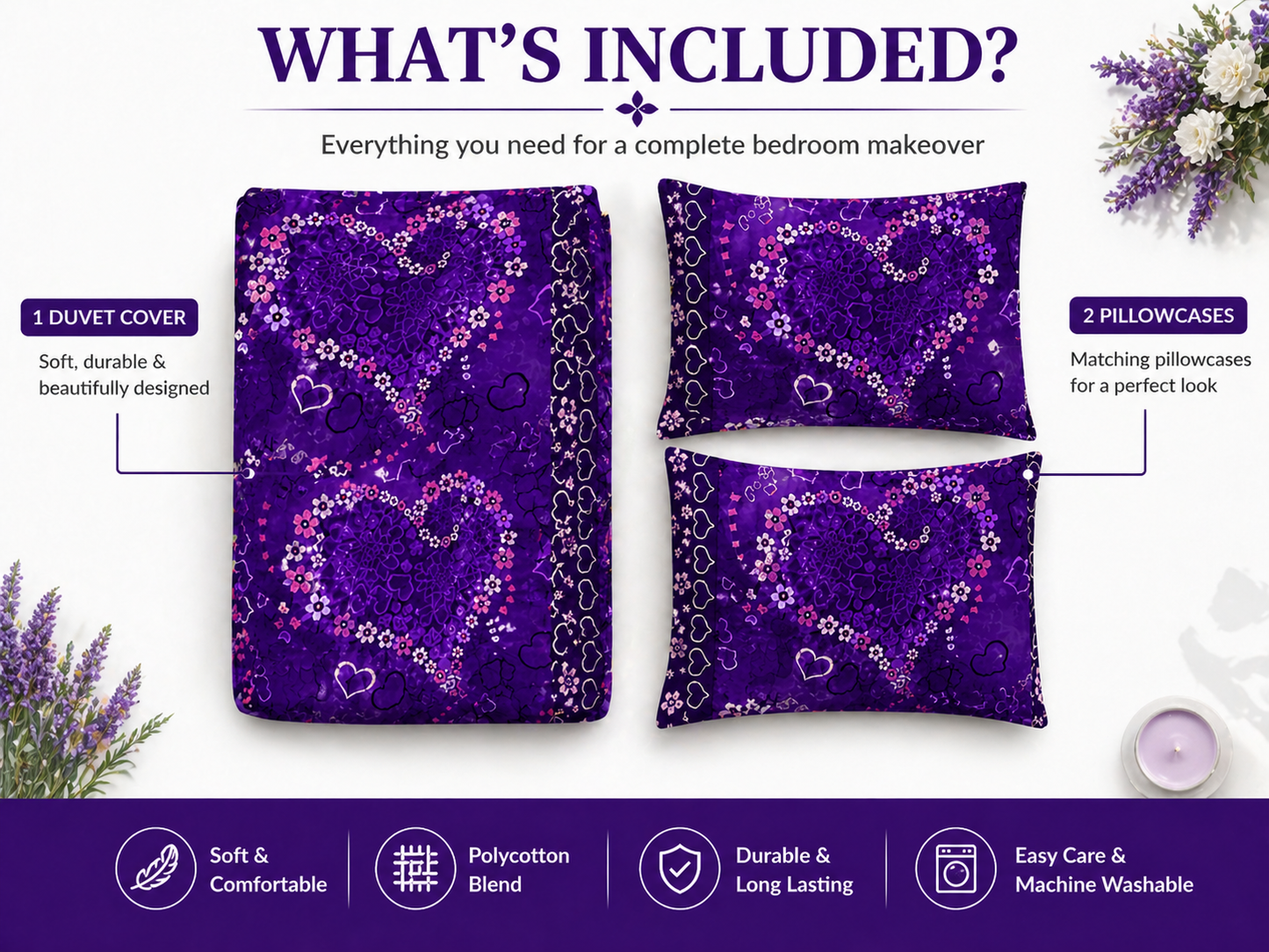 Jasmine Floral Duvet Cover Set – Soft Easy Care Printed Bedding | Night Zone