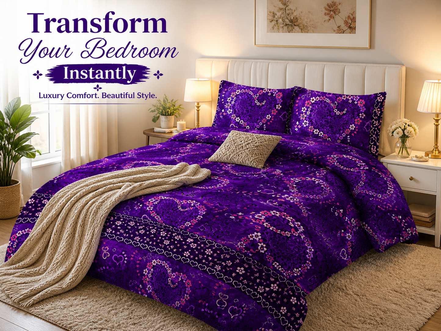 Jasmine Floral Duvet Cover Set – Soft Easy Care Printed Bedding | Night Zone