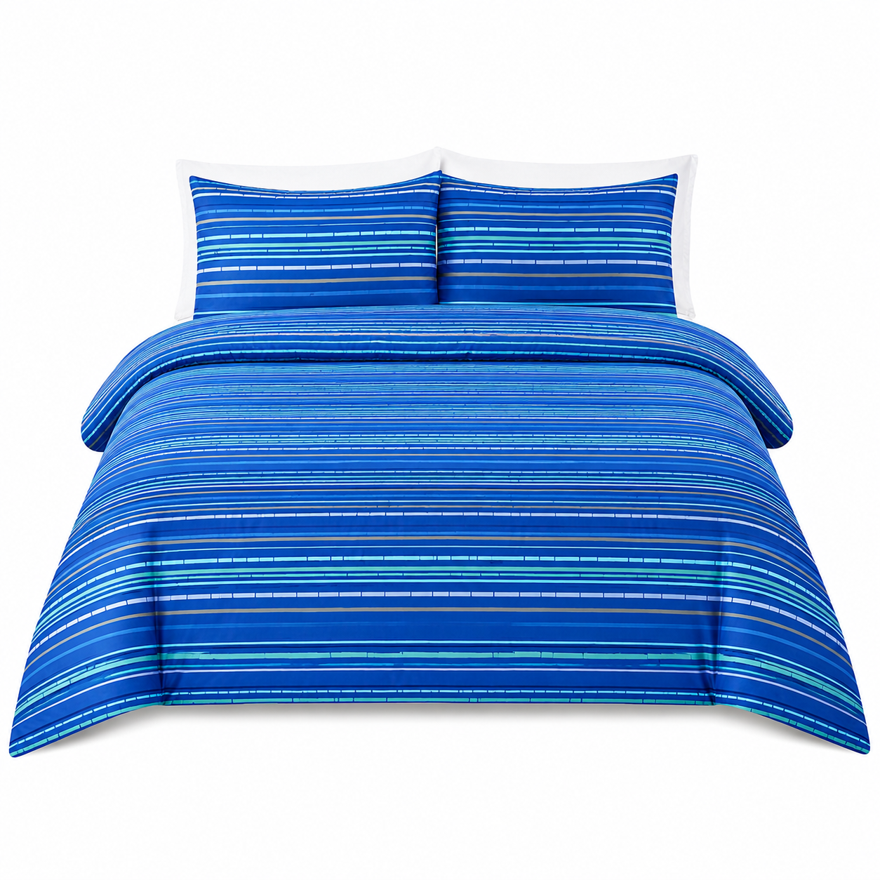 Leon Stripe Lines Reversible Duvet Cover Set – Modern Easy Care Bedding | Night Zone