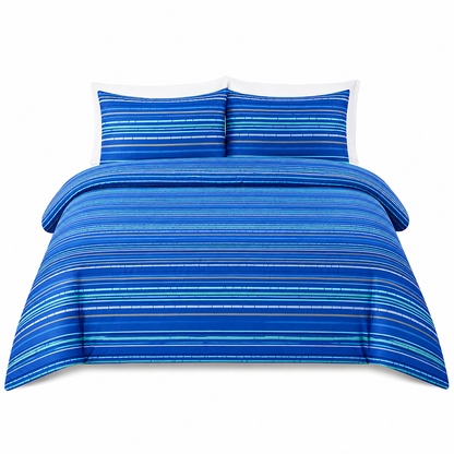 Leon Stripe Lines Reversible Duvet Cover Set – Modern Easy Care Bedding | Night Zone