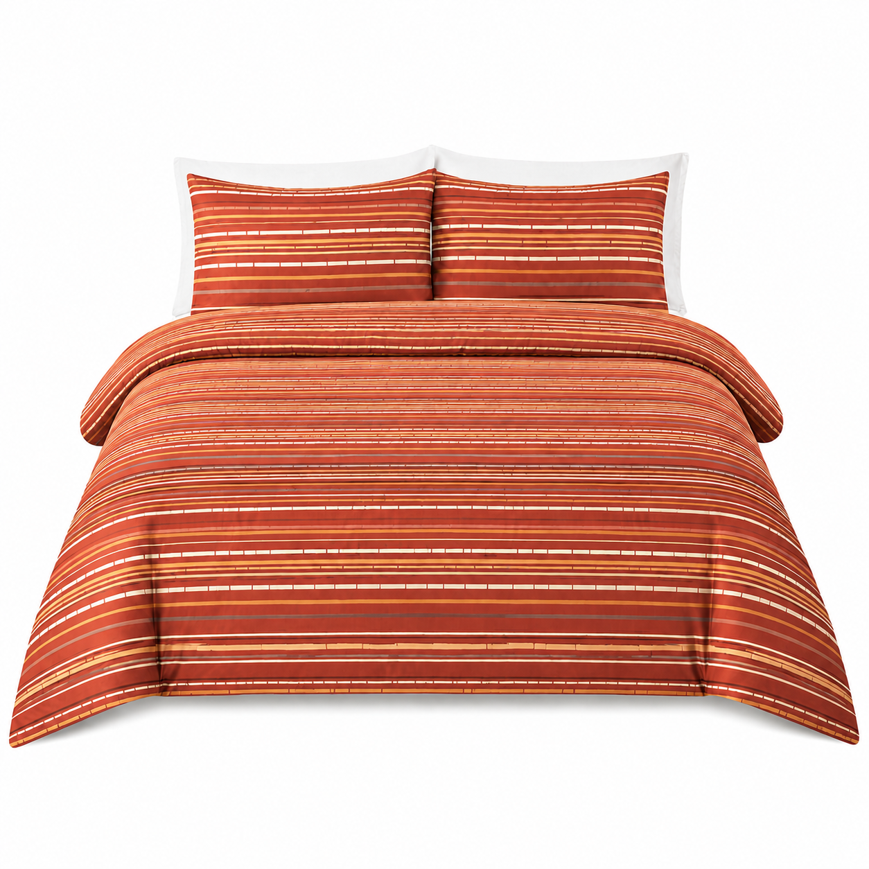 Leon Stripe Lines Reversible Duvet Cover Set – Modern Easy Care Bedding | Night Zone