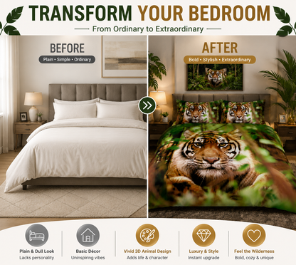 3D Animal Effect Duvet Cover Set – Animal Print Polycotton Bedding | Night Zone