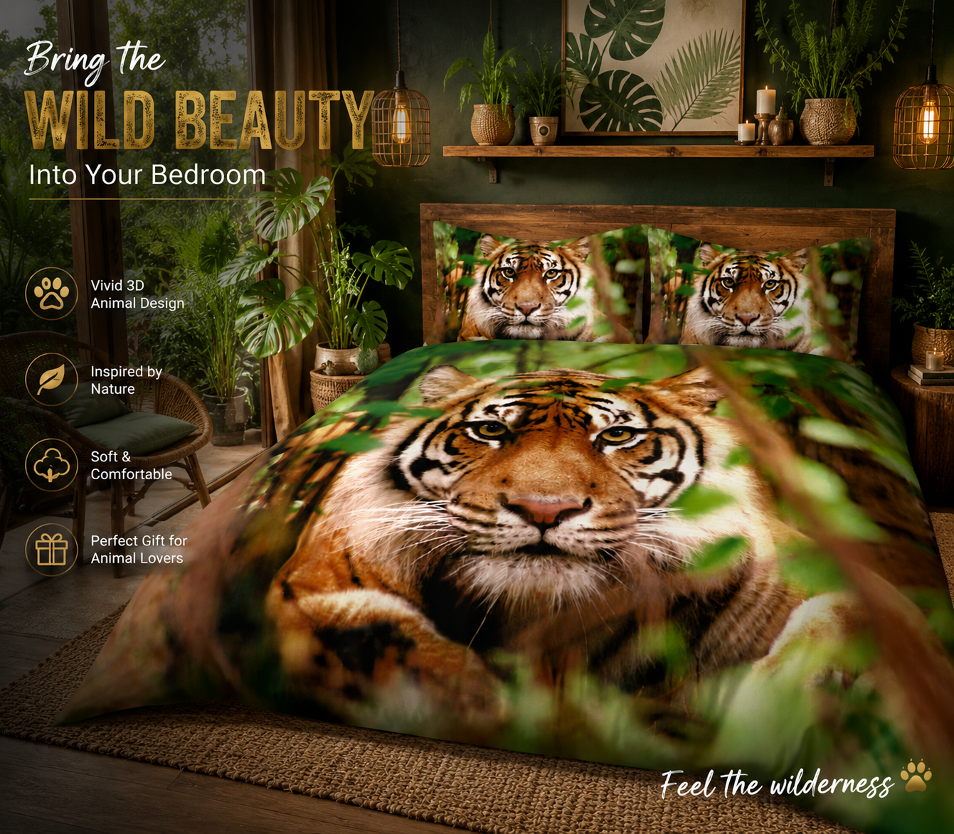 3D Animal Effect Duvet Cover Set – Animal Print Polycotton Bedding | Night Zone