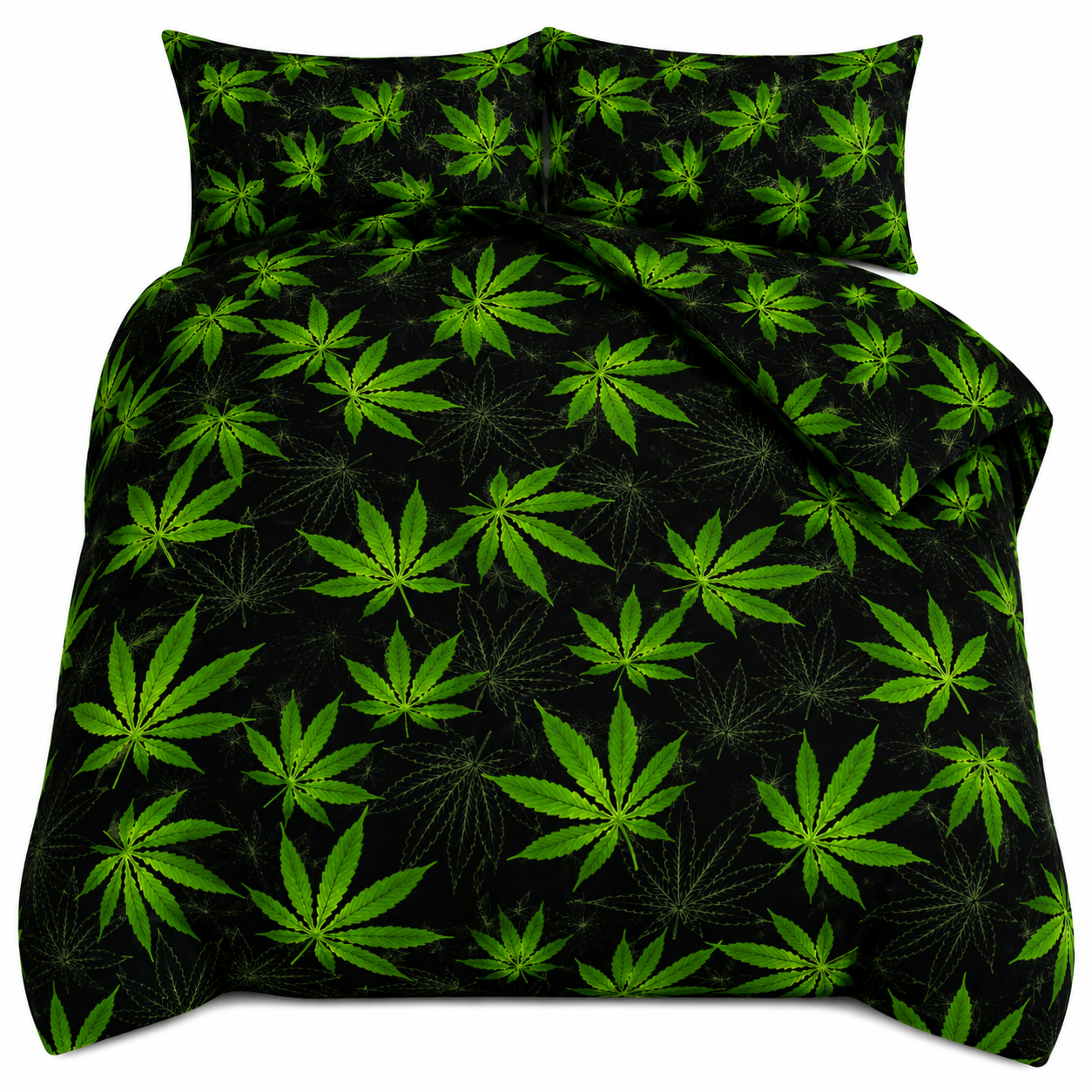 Cannabis Marijuana Weed Reversible Polycotton Duvet Cover Set – Easy Care Bedding | Night Zone