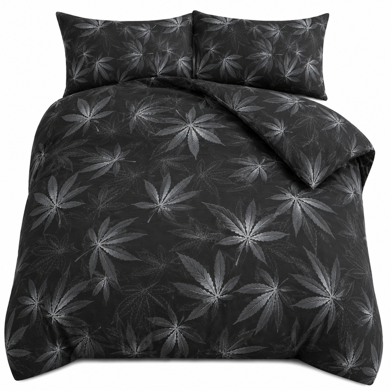 Cannabis Marijuana Weed Reversible Polycotton Duvet Cover Set – Easy Care Bedding | Night Zone