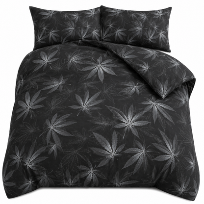 Cannabis Marijuana Weed Reversible Polycotton Duvet Cover Set – Easy Care Bedding | Night Zone