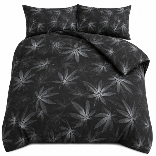 Cannabis Marijuana Weed Reversible Polycotton Duvet Cover Set – Easy Care Bedding | Night Zone