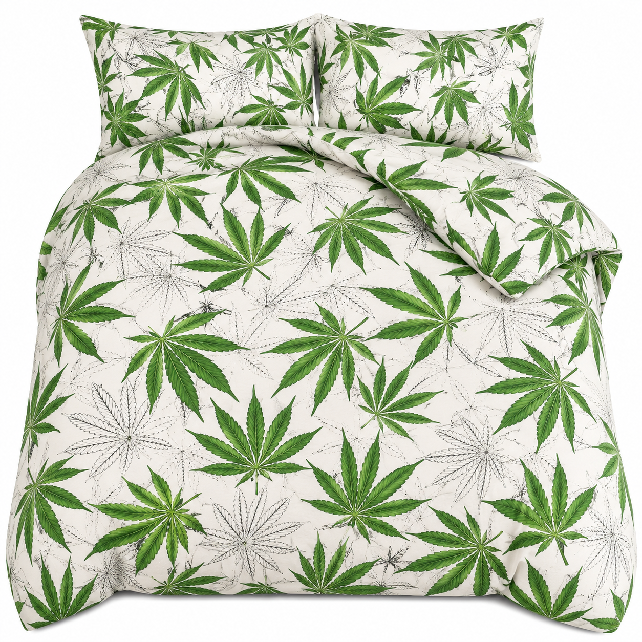 Cannabis Marijuana Weed Reversible Polycotton Duvet Cover Set – Easy Care Bedding | Night Zone