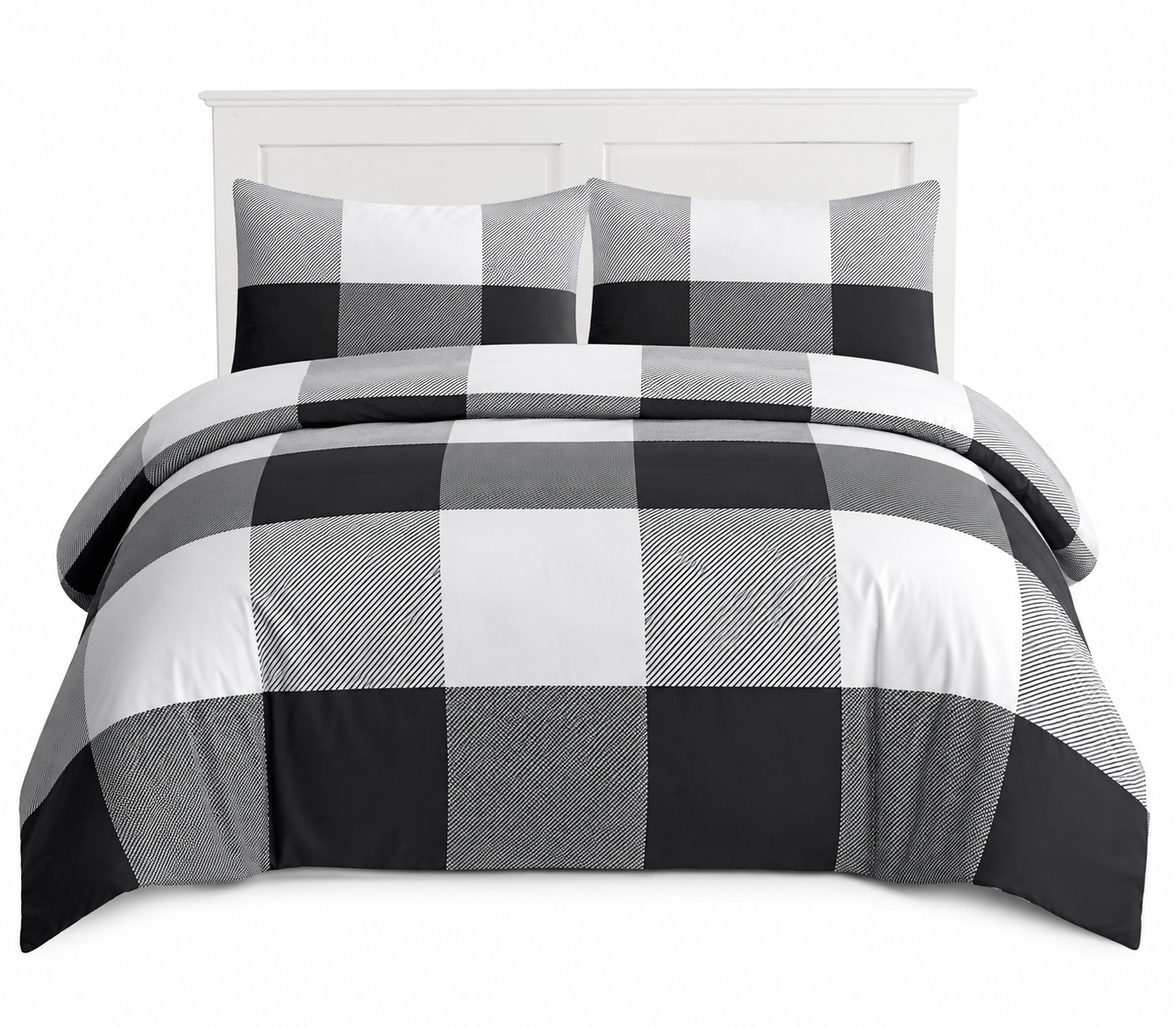 Larry Luxury Geometric Check Squares Reversible Duvet Cover Set – Modern Easy Care Bedding | Night Zone