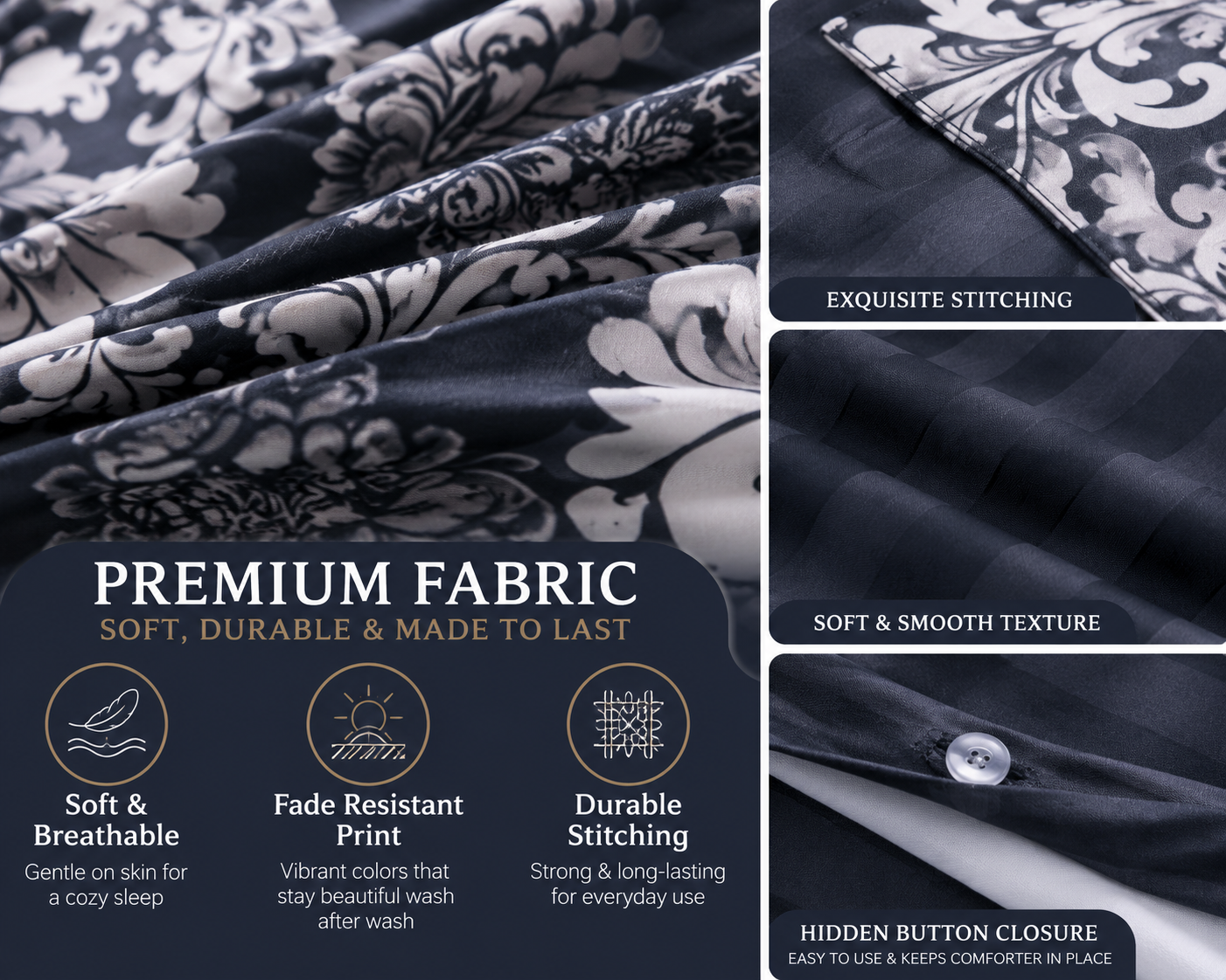 Tanya Reversible Floral Quilt Cover Bedding Set – Soft Easy Care Bedding | Night Zone