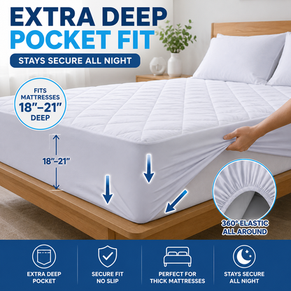 Quilted Mattress Protector 30cm Deep – Soft Breathable Mattress Cover | Night Zone