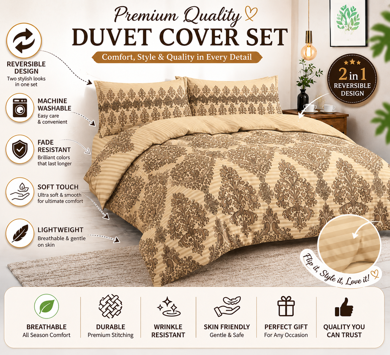 Tanya Reversible Floral Quilt Cover Bedding Set – Soft Easy Care Bedding | Night Zone