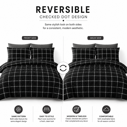 Mateo Reversible Quilt Cover Bedding Set – Soft Easy Care Modern Bedding | Night Zone