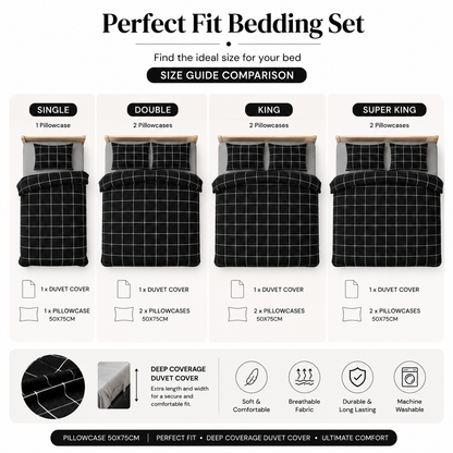 Mateo Reversible Quilt Cover Bedding Set – Soft Easy Care Modern Bedding | Night Zone