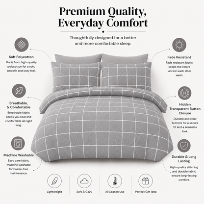 Mateo Reversible Quilt Cover Bedding Set – Soft Easy Care Modern Bedding | Night Zone