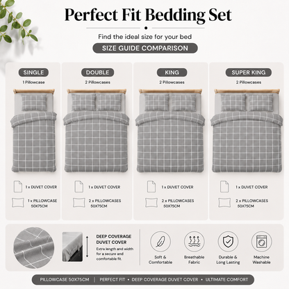 Mateo Reversible Quilt Cover Bedding Set – Soft Easy Care Modern Bedding | Night Zone