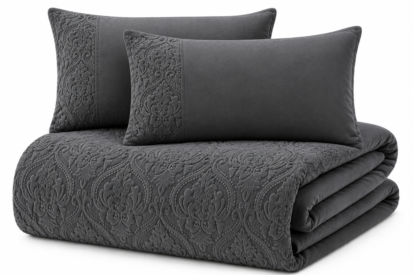 Damask Velvet Duvet Cover Set – Luxury Soft Touch Hotel Style Bedding | Night Zone