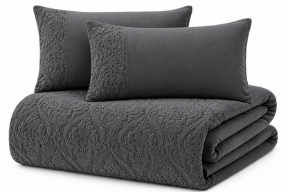 Damask Velvet Duvet Cover Set – Luxury Soft Touch Hotel Style Bedding | Night Zone