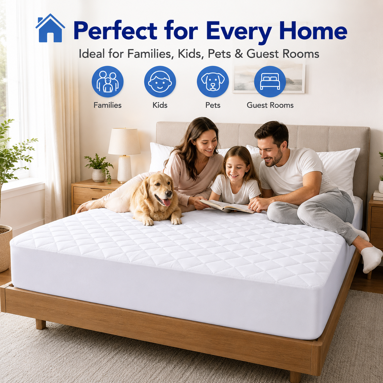 Waterproof Quilted Mattress Protector 30cm Deep – Breathable Mattress Cover | Night Zone