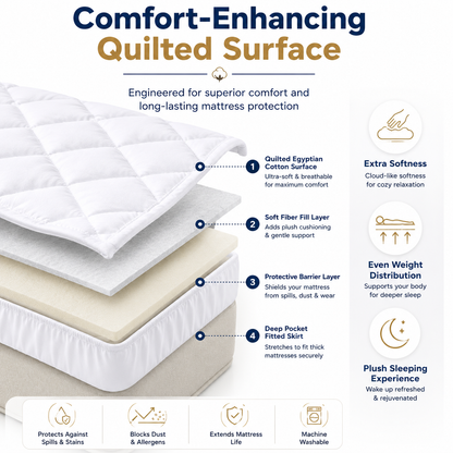 Mattress Protector 40cm Deep – 200 Thread Count Egyptian Cotton Quilted | Night Zone