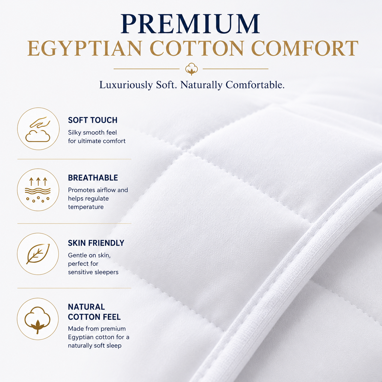 Mattress Protector 40cm Deep – 200 Thread Count Egyptian Cotton Quilted | Night Zone