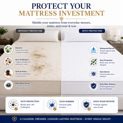 Mattress Protector 40cm Deep – 200 Thread Count Egyptian Cotton Quilted | Night Zone