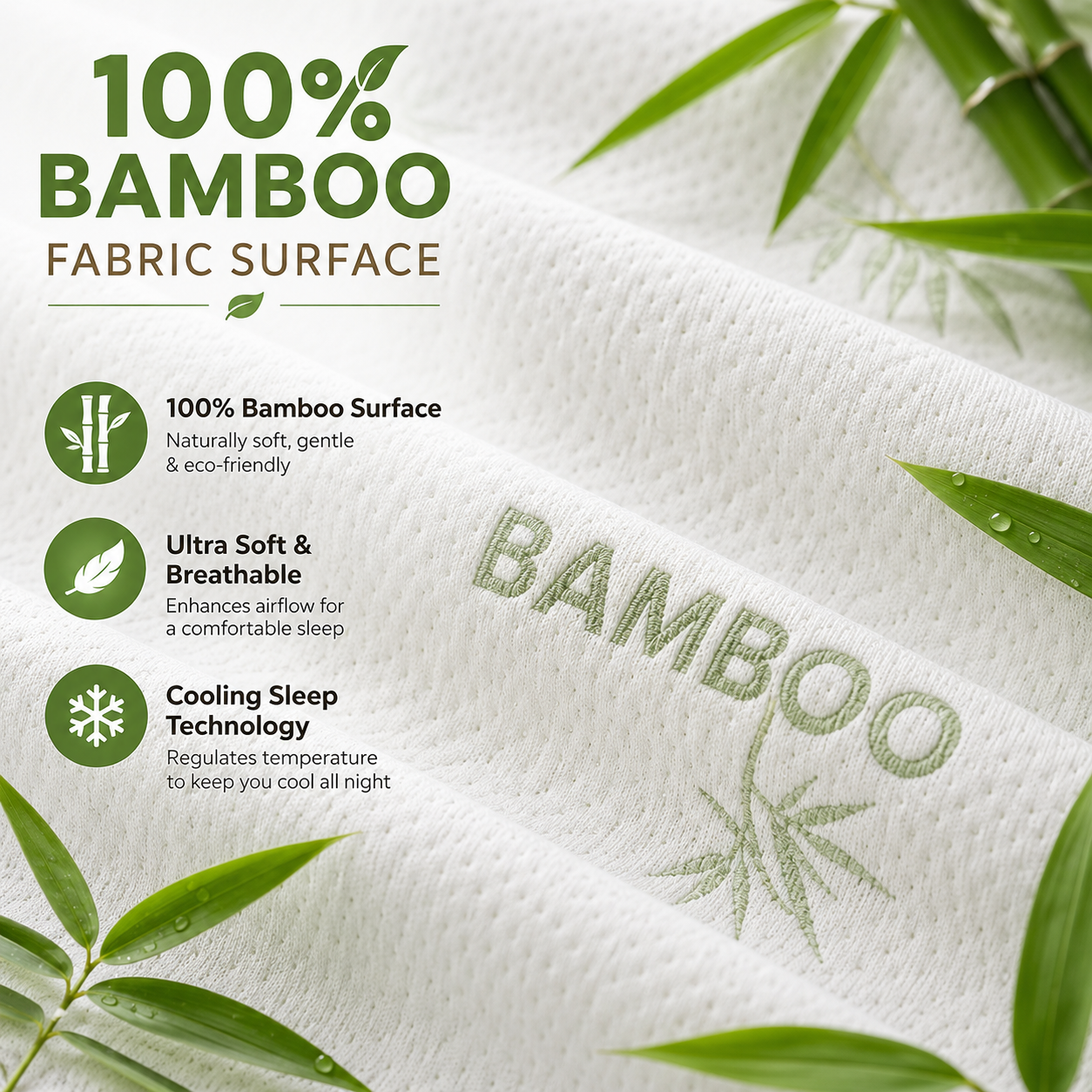 Bamboo Mattress Protector Waterproof 40cm Deep – Quilted Extra Deep Mattress Cover | Night Zone