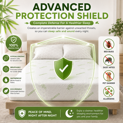 Bamboo Mattress Protector Waterproof 40cm Deep – Quilted Extra Deep Mattress Cover | Night Zone