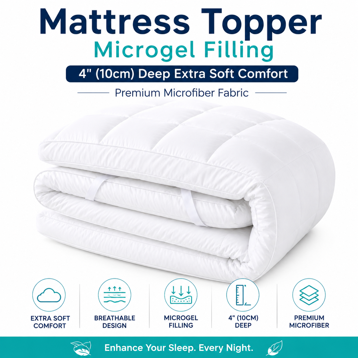Microgel Mattress Topper 10cm Deep – Luxury Hotel Quality Comfort | Night Zone