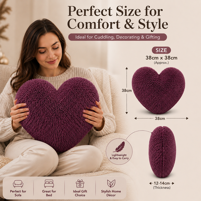 Teddy Cuddles Heart Shape Teddy Fleece Cushion – Soft Filled Decorative Cushion | Night Zone