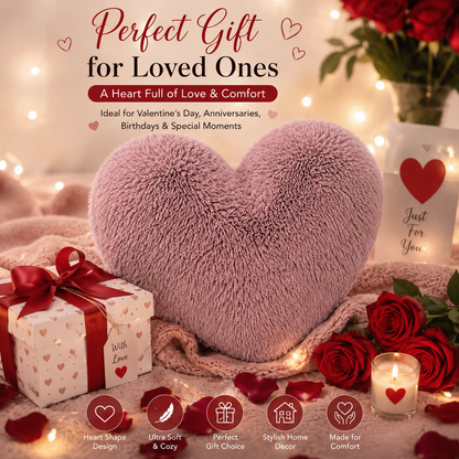 Teddy Cuddles Heart Shape Teddy Fleece Cushion – Soft Filled Decorative Cushion | Night Zone