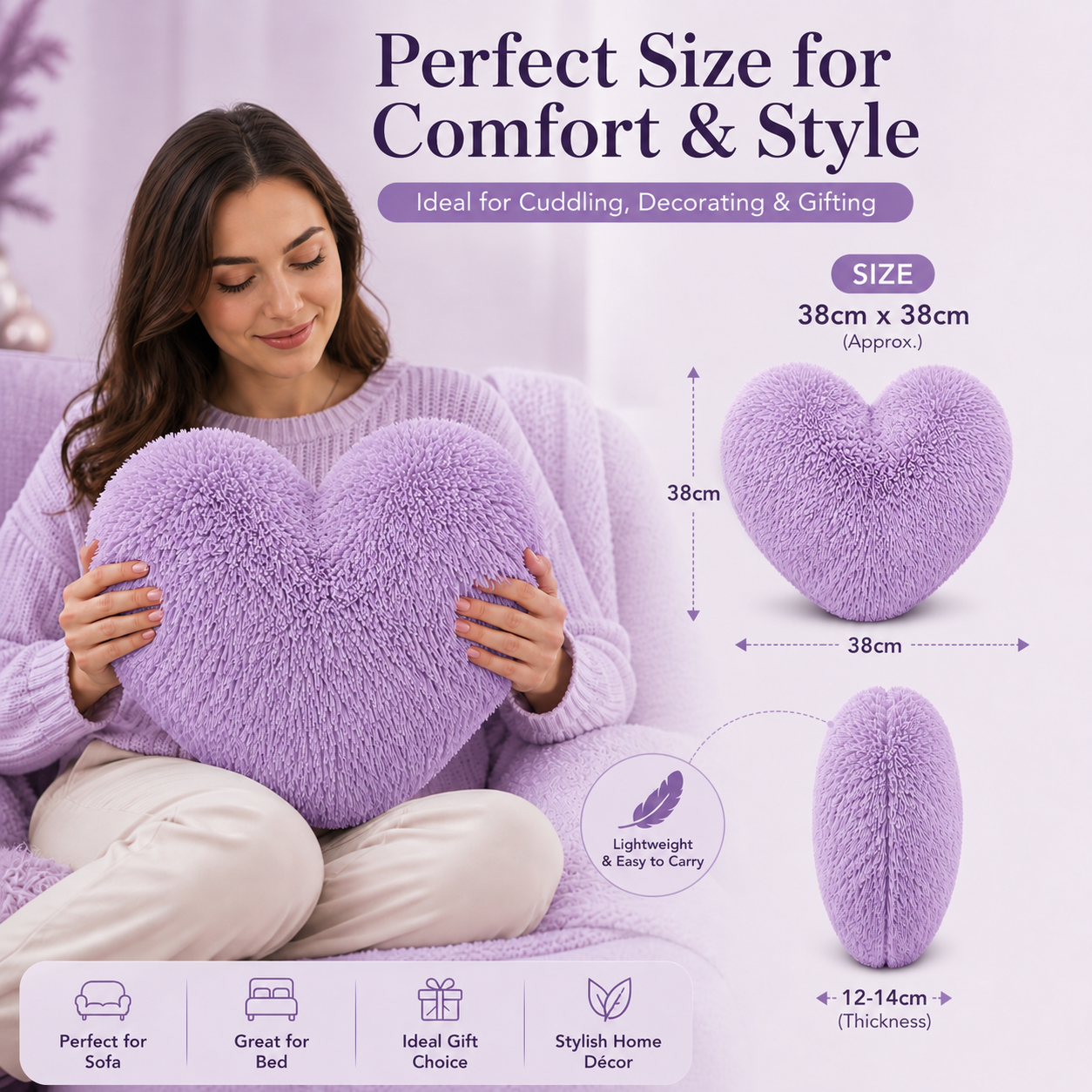 Teddy Cuddles Heart Shape Teddy Fleece Cushion – Soft Filled Decorative Cushion | Night Zone