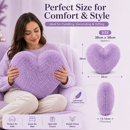 Teddy Cuddles Heart Shape Teddy Fleece Cushion – Soft Filled Decorative Cushion | Night Zone