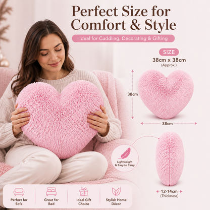 Teddy Cuddles Heart Shape Teddy Fleece Cushion – Soft Filled Decorative Cushion | Night Zone