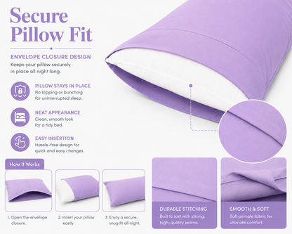 180 Thread Count Percale Pillow Cases Pair – Luxury Easy Care Bedding | Night Zone