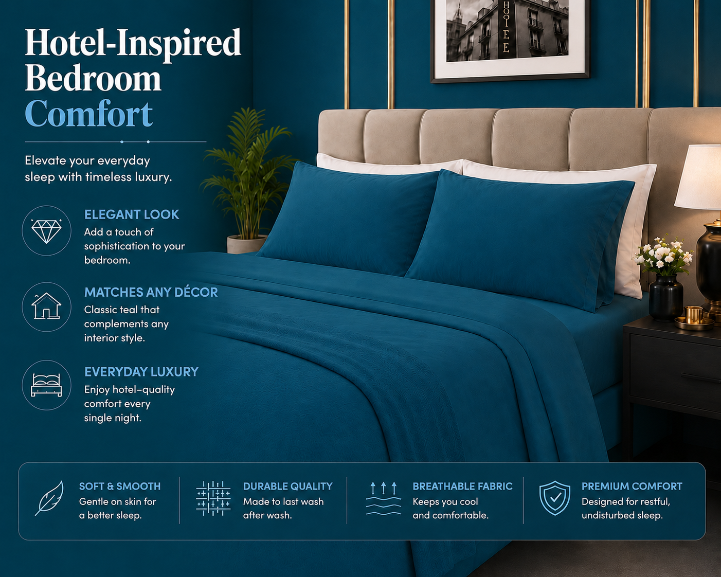180 Thread Count Percale Pillow Cases Pair – Luxury Easy Care Bedding | Night Zone