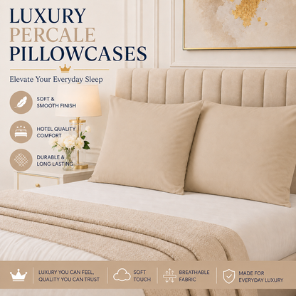 Housewife Polycotton Pillowcases Pair – Luxury Plain Dyed Easy Care Bedding | Night Zone