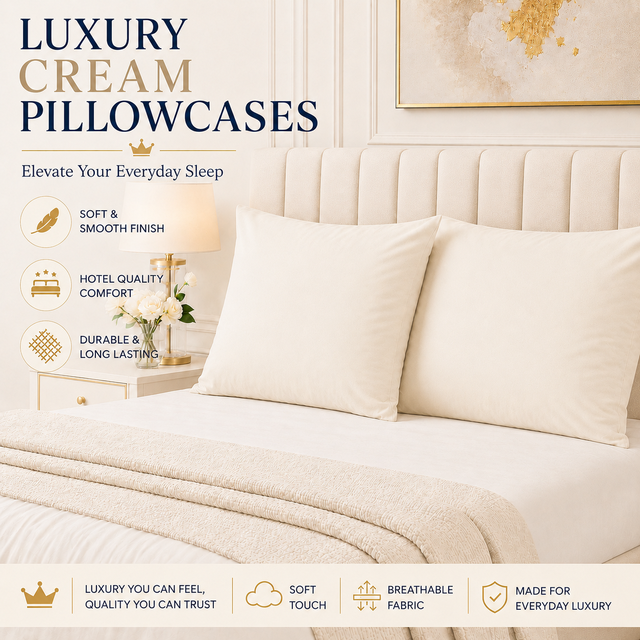 Housewife Polycotton Pillowcases Pair – Luxury Plain Dyed Easy Care Bedding | Night Zone