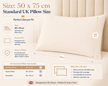 Housewife Polycotton Pillowcases Pair – Luxury Plain Dyed Easy Care Bedding | Night Zone