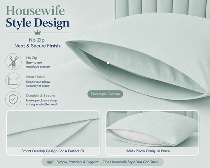 Housewife Polycotton Pillowcases Pair – Luxury Plain Dyed Easy Care Bedding | Night Zone