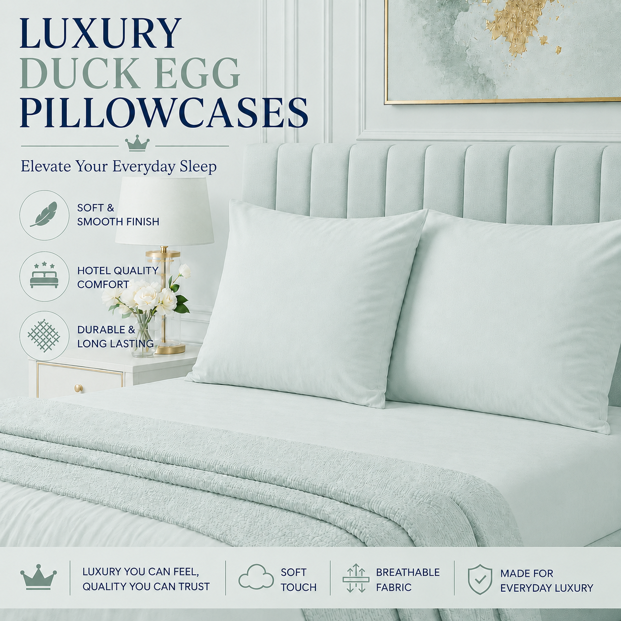 Housewife Polycotton Pillowcases Pair – Luxury Plain Dyed Easy Care Bedding | Night Zone
