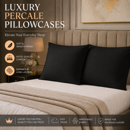 Housewife Polycotton Pillowcases Pair – Luxury Plain Dyed Easy Care Bedding | Night Zone