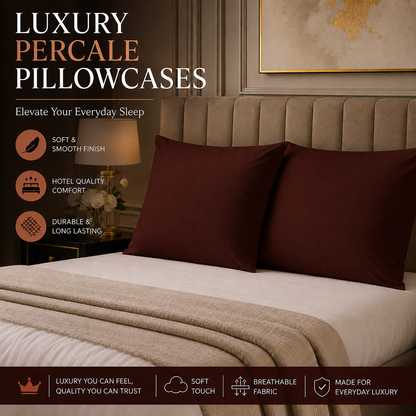Housewife Polycotton Pillowcases Pair – Luxury Plain Dyed Easy Care Bedding | Night Zone